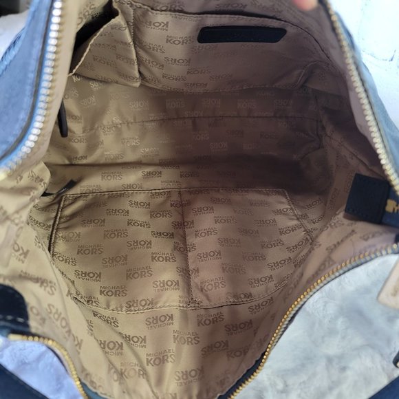 MICHAEL KORS Karson Hobo Shoulder Double Blue Tone Leather - Picture 15 of 16